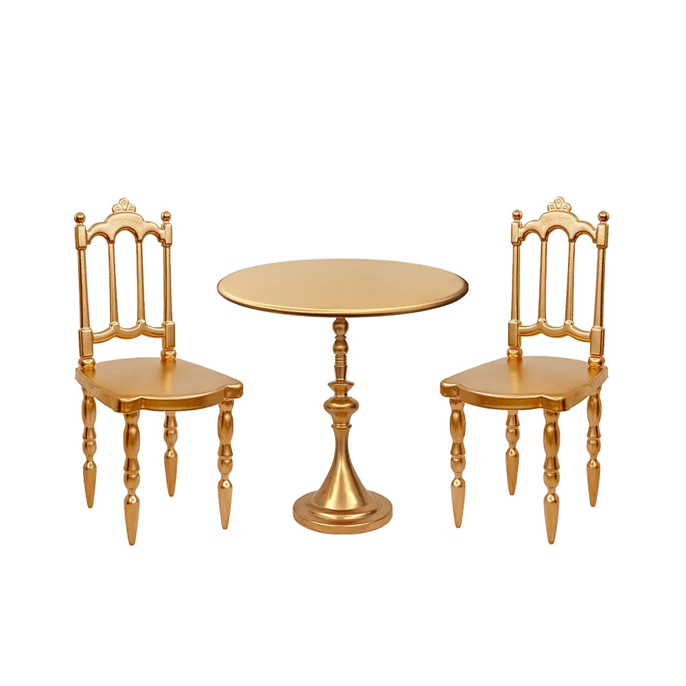 Gold Chair and Round Table | 1/6 Scale Dollhouse Miniature