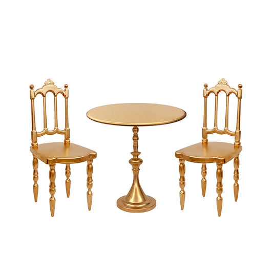 Gold Chair and Round Table | 1/6 Scale Dollhouse Miniature