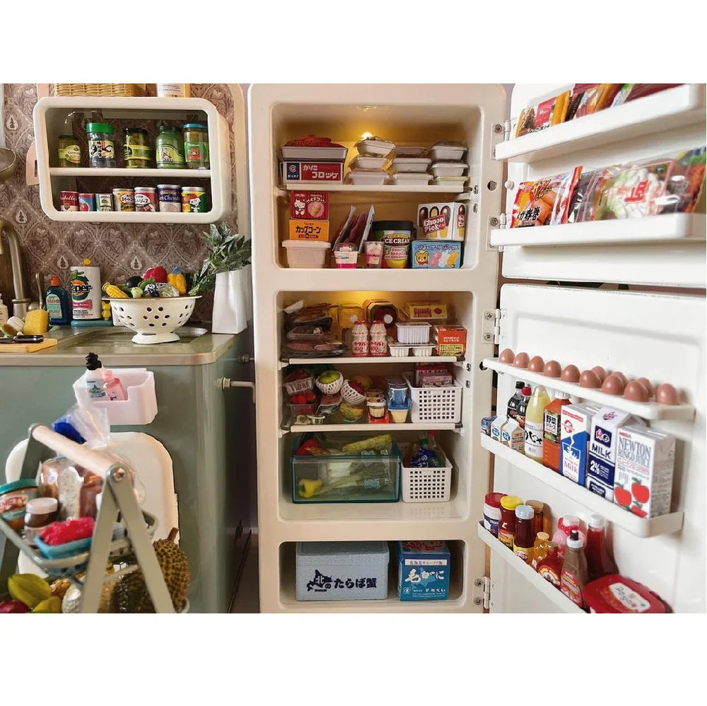 Lighted Metal Refrigerator| 1/6 scale Dollhouse Miniature