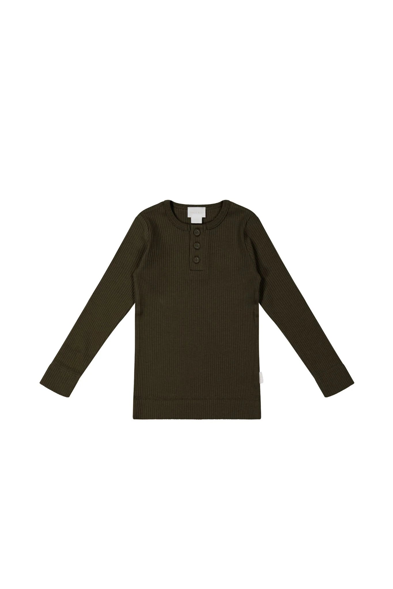 Organic Cotton Modal Long Sleeve Henley - Bistre