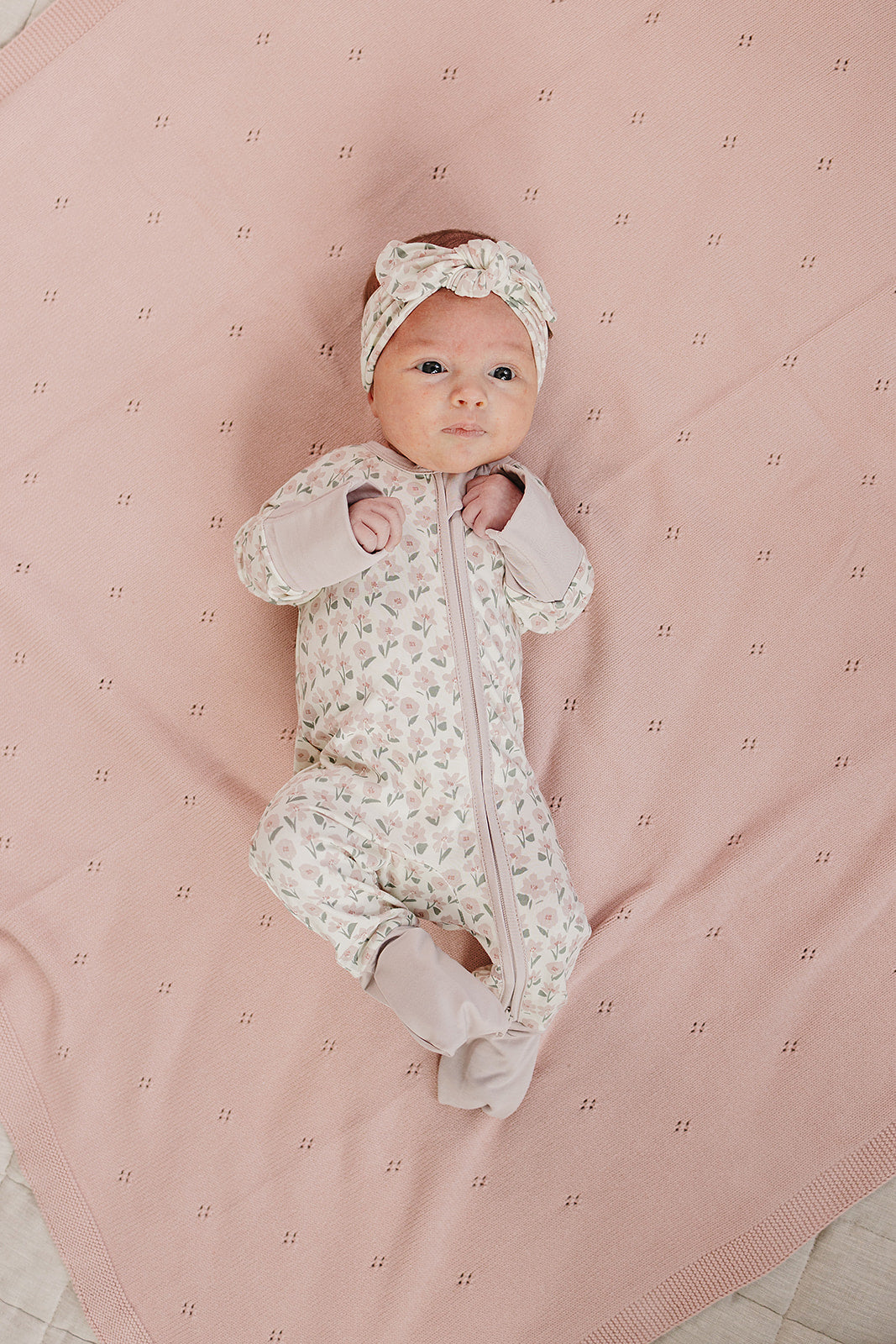 Pink Petal Floral Bamboo Zipper