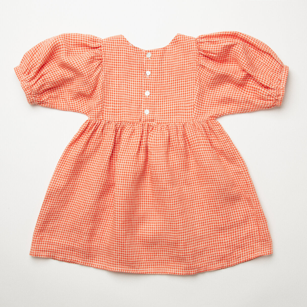 Pat-A-Cake Dress| Strawberry & Oat Mini Check Linen