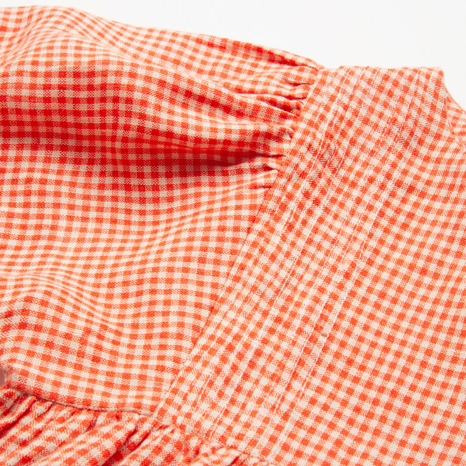 Pat-A-Cake Dress| Strawberry & Oat Mini Check Linen