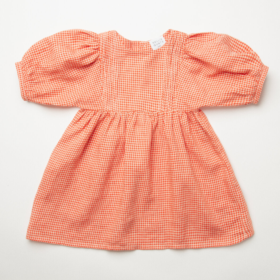 Pat-A-Cake Dress| Strawberry & Oat Mini Check Linen