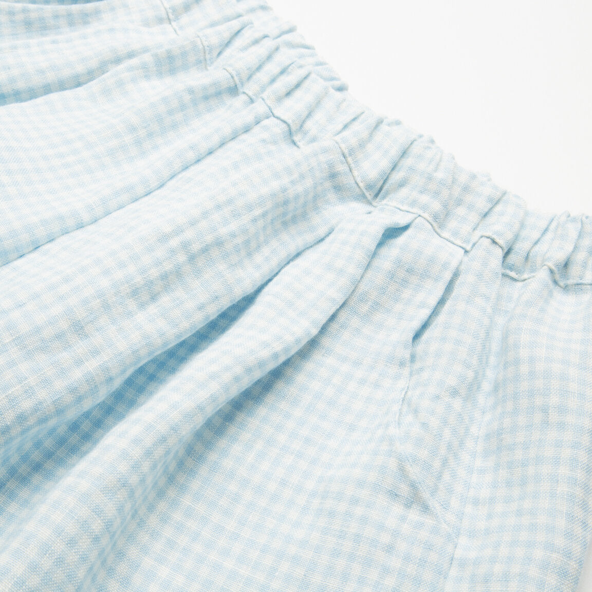 Chess Trousers | Baby Blue & Milk Mini Check Linen 18/24M