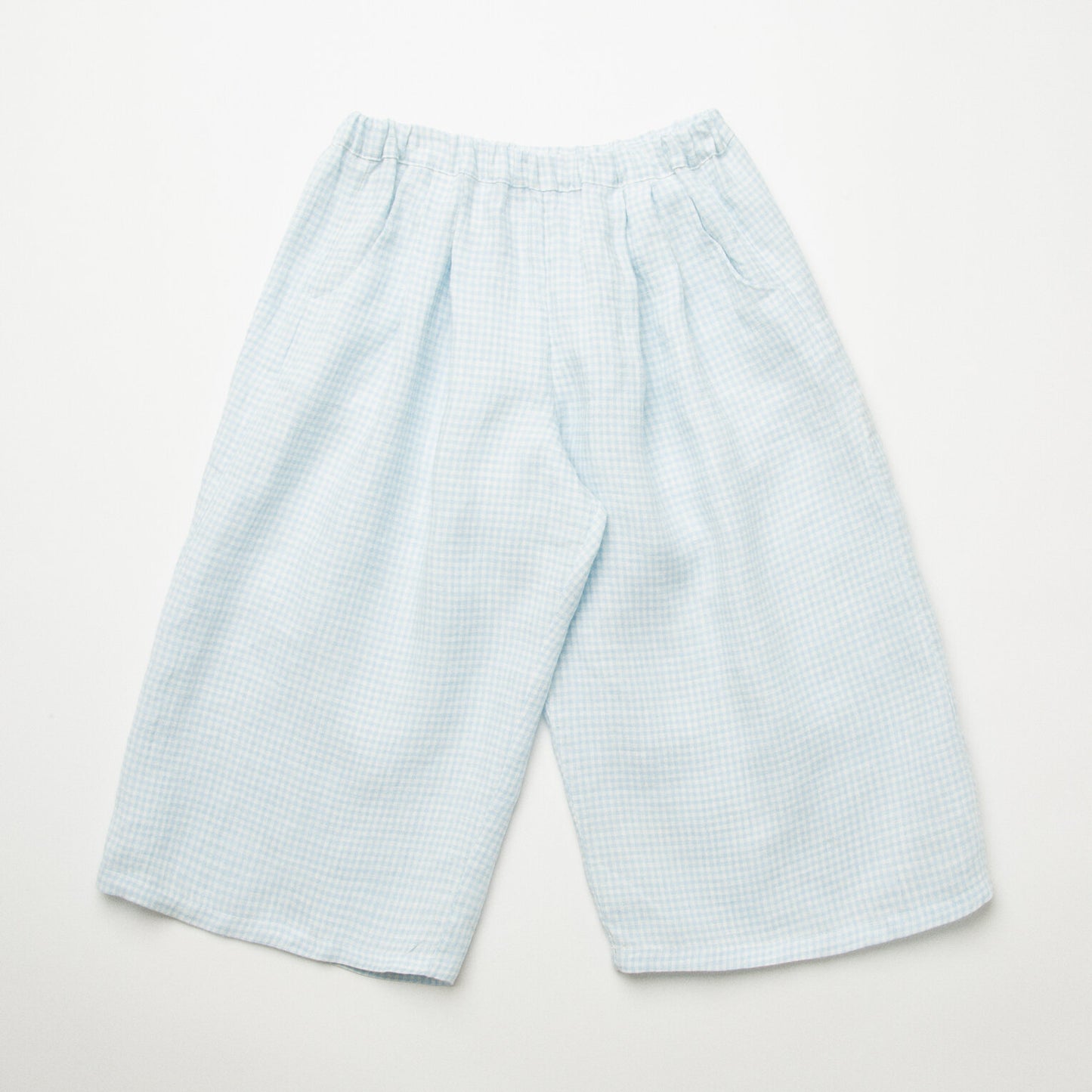 Chess Trousers | Baby Blue & Milk Mini Check Linen 18/24M