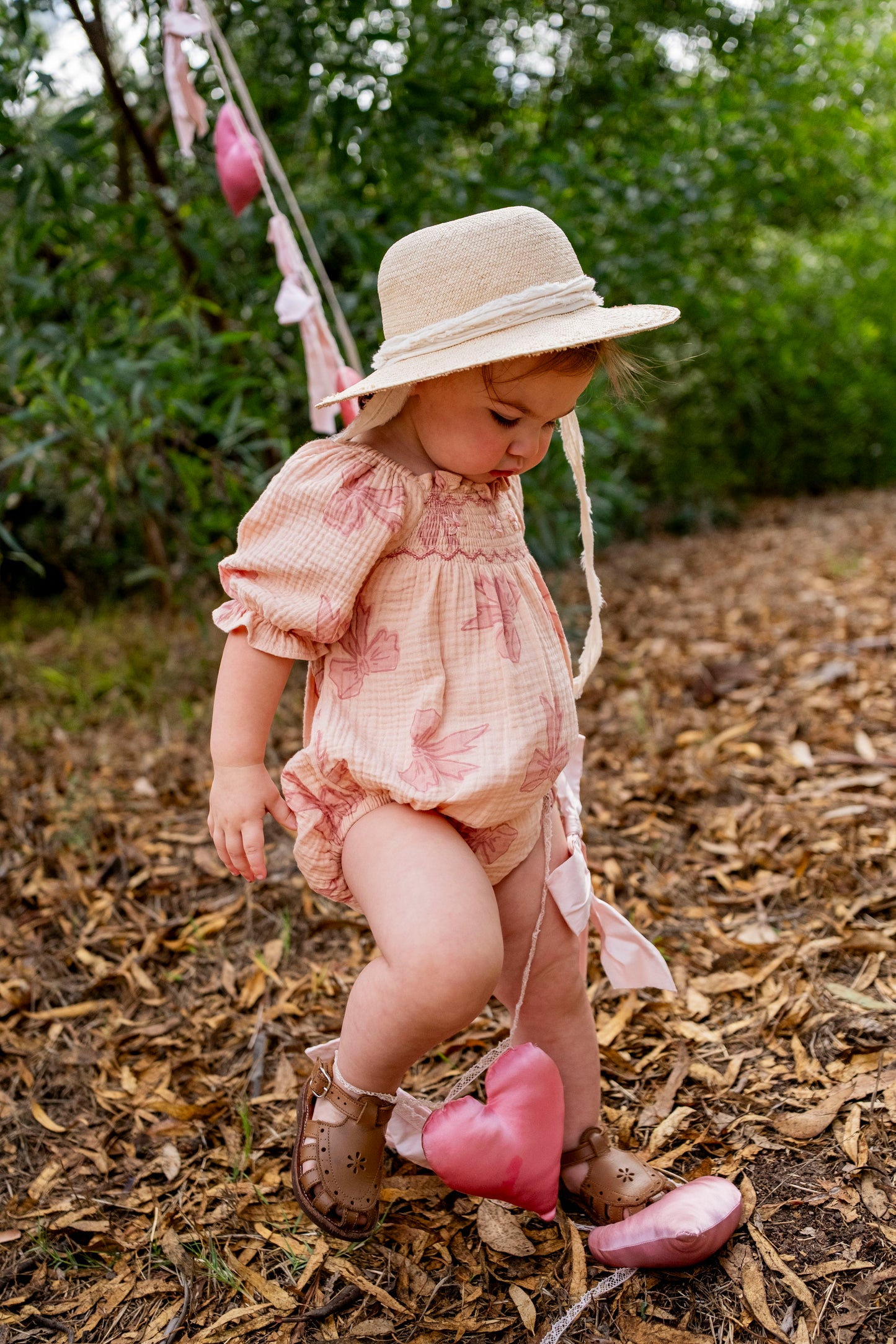 Ivy Romper | Vintage Bows Dusty Pink