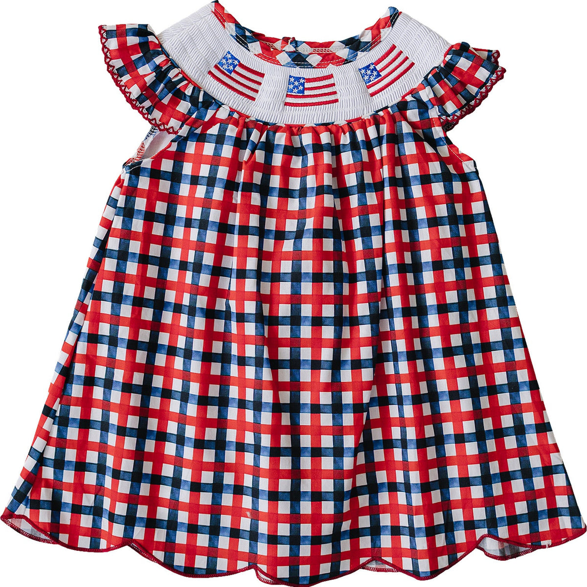 Flag Smocked Plaid Dress
