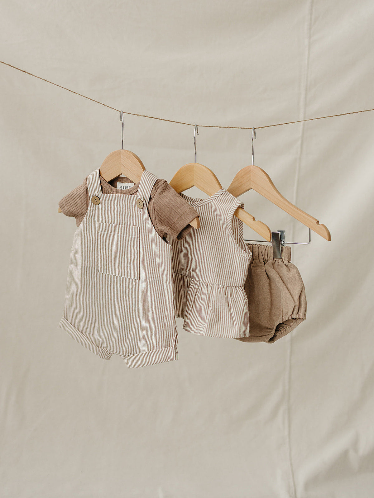 Tan Stripes Peplum Set