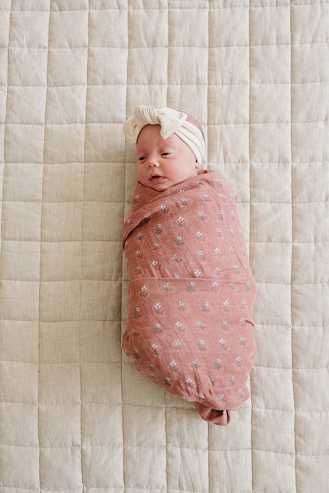 Vintage Pink Floral Muslin Swaddle Blanket
