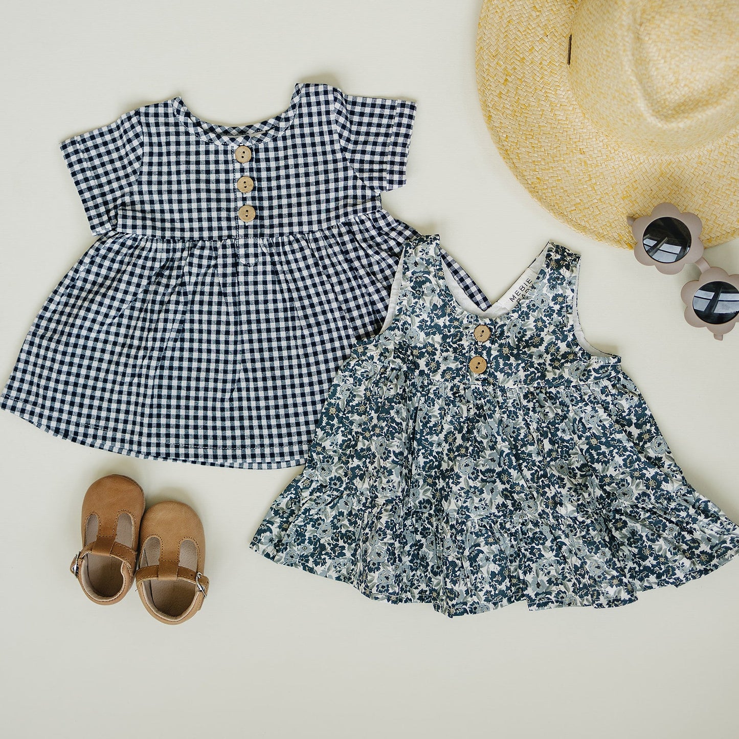 Navy Gingham Linen Cotton Dress