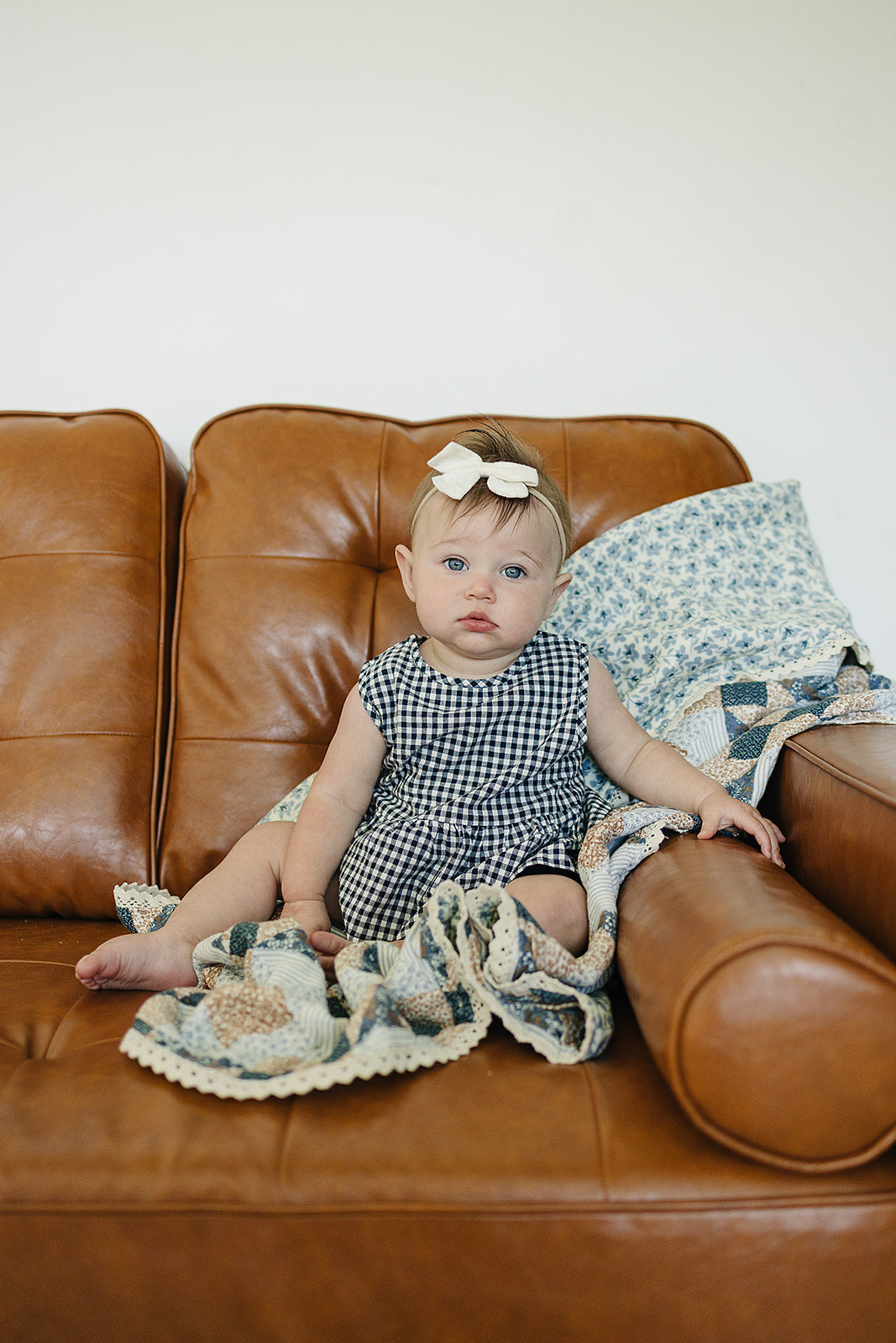 Patchwork Print + Blue Blossom Lace Muslin Quilt