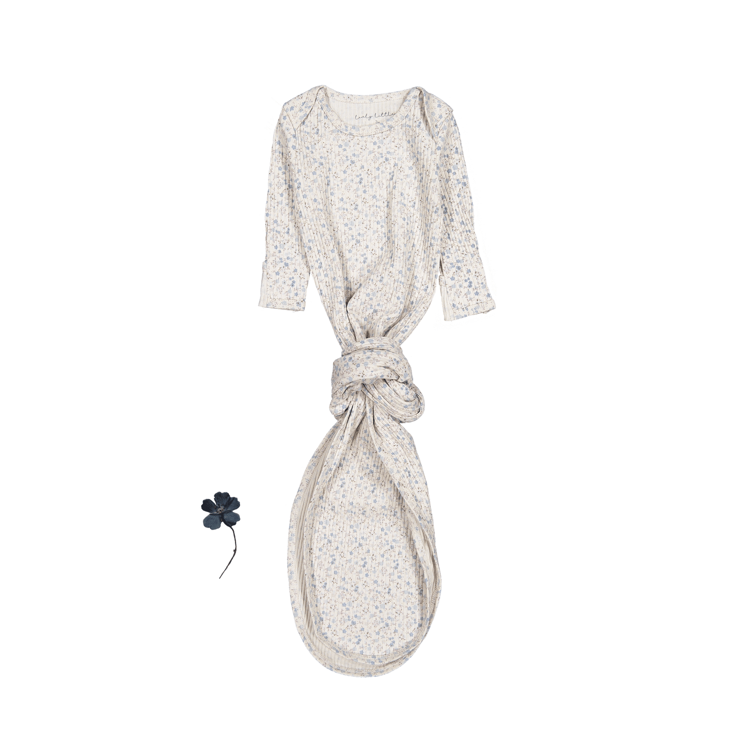 The Printed Baby Gown - Dusty Blue Floral