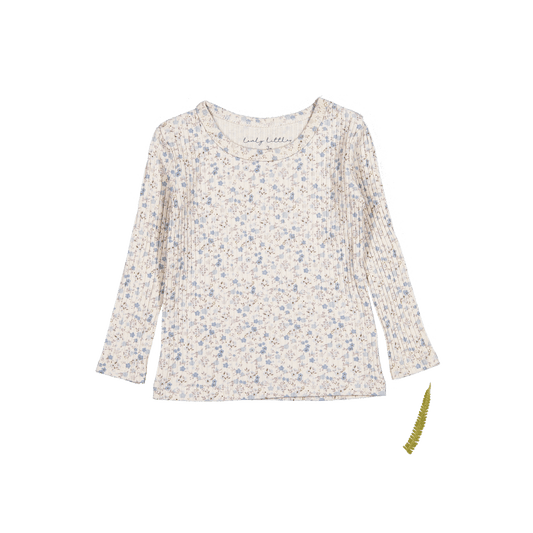 The Printed Long Sleeve Tee - Dusty Blue Floral