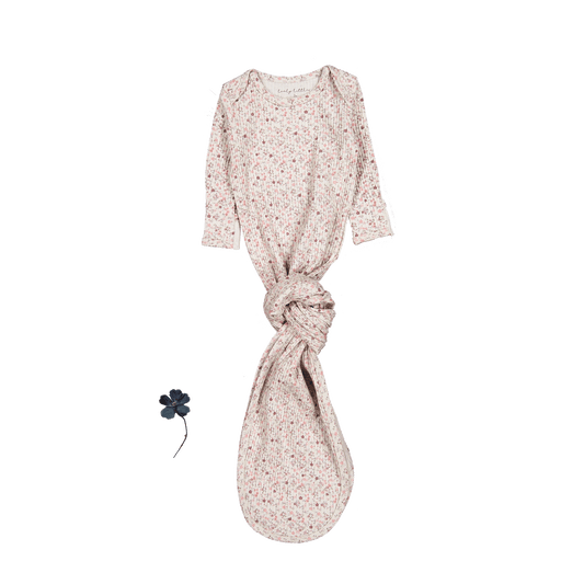 The Printed Baby Gown - Dusty Mauve Floral