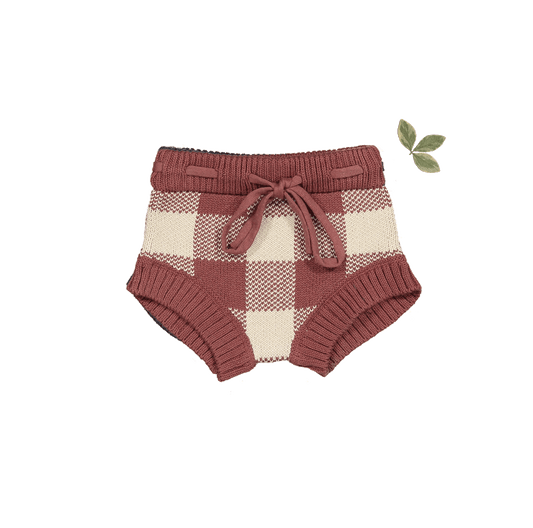The Gingham Knit Bloomer - Rosewood