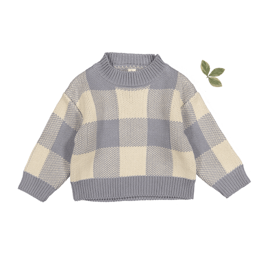 The Gingham Knit Sweater - Slate