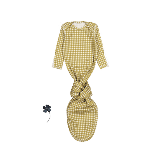 The Printed Baby Gown - Golden Gingham