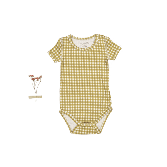 The Printed Short Sleeve Onesie - Golden Gingham