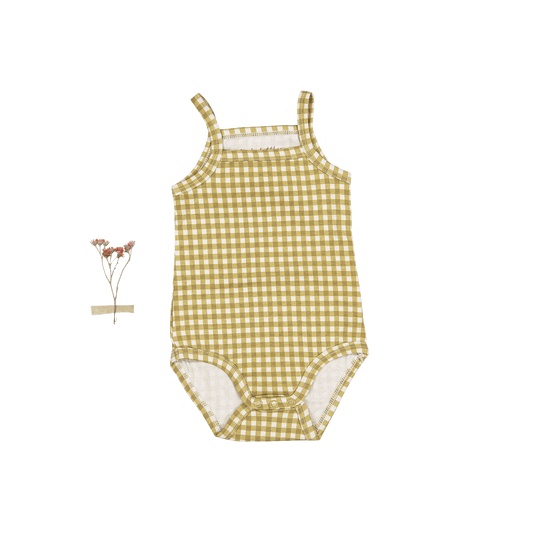 The Printed Tank Onesie - Golden Gingham