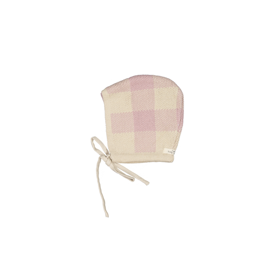 The Gingham Knit Bonnet - Mauve