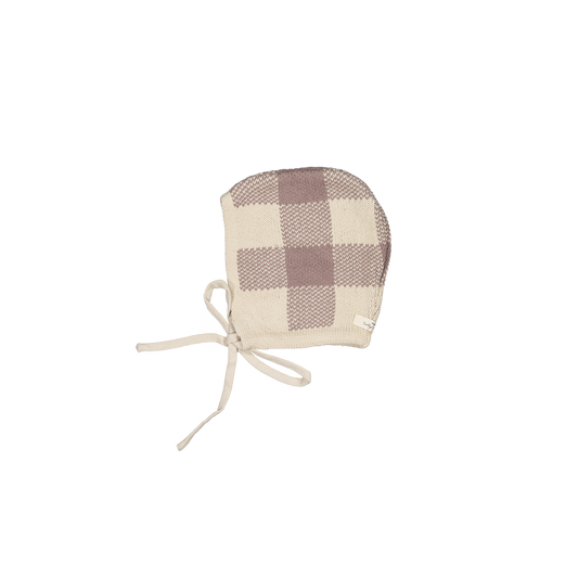 The Gingham Knit Bonnet - Taupe