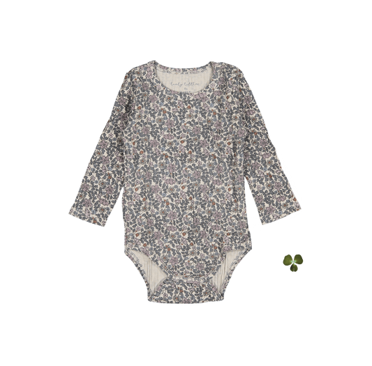 The Printed Long Sleeve Onesie - Floral Ribbed