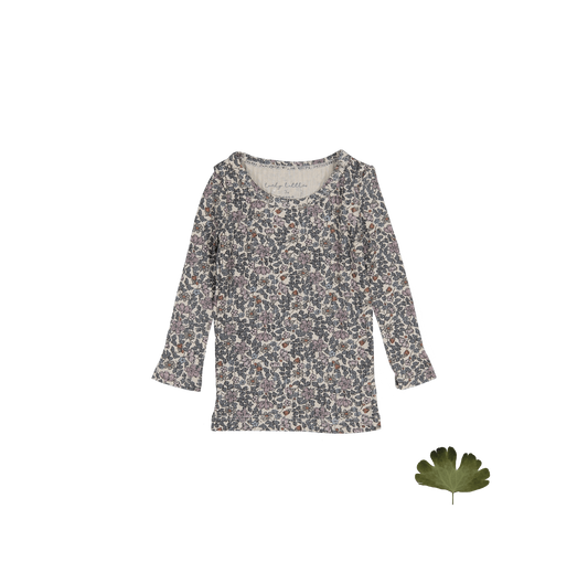 The Printed Long Sleeve Tee - Floral Ribbed