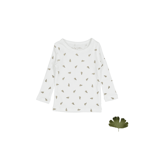 The Printed Long Sleeve Tee - White Leaf