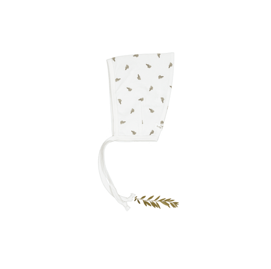 The Printed Pixie Bonnet - White Leaf