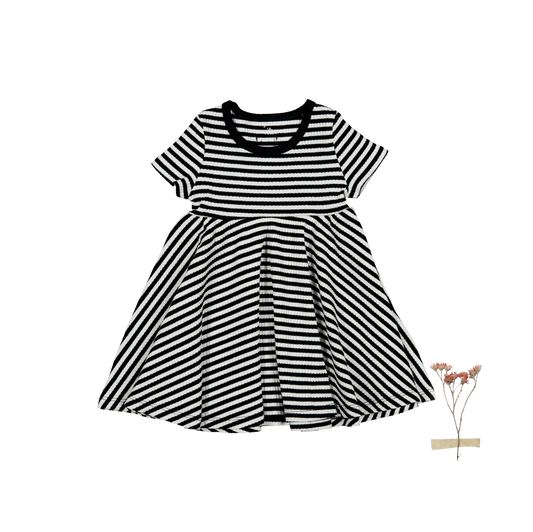 The Printed Short Sleeve Dress - Stripe