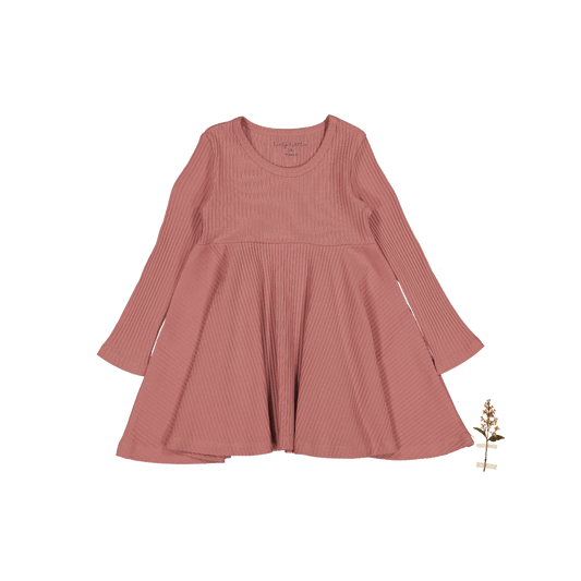 The Long Sleeve Dress - Rosewood Ribbed