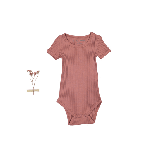 The Short Sleeve Onesie - Rosewood Ribbed