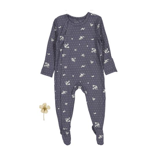 The Printed Snap Romper - Steel Floral