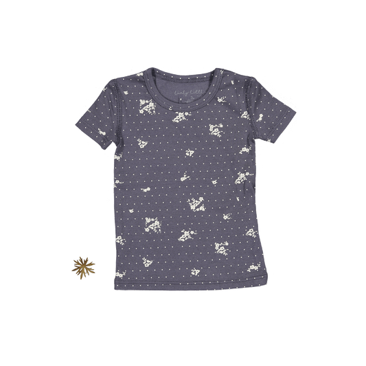 The Printed Short Sleeve Tee - Steel Floral