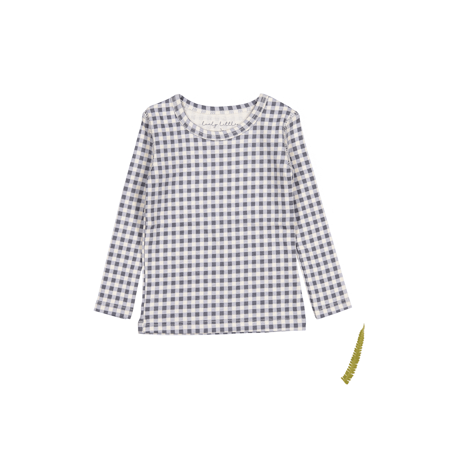 The Printed Long Sleeve Tee - Steel Gingham