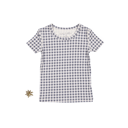 The Printed Short Sleeve Tee - Steel Gingham