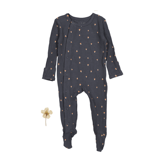 The Printed Snap Romper - Steel Mushroom