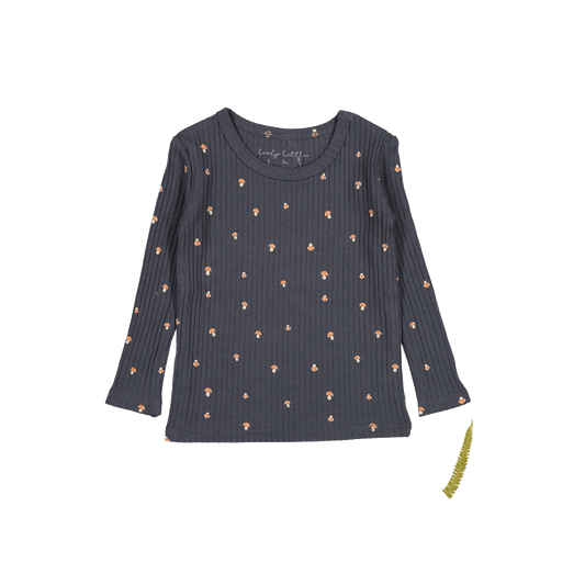 The Printed Long Sleeve Tee - Steel Mushroom