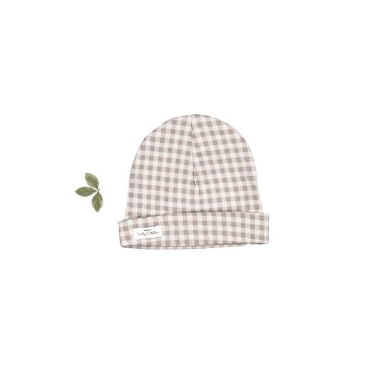 The Printed Hat - Taupe Gingham