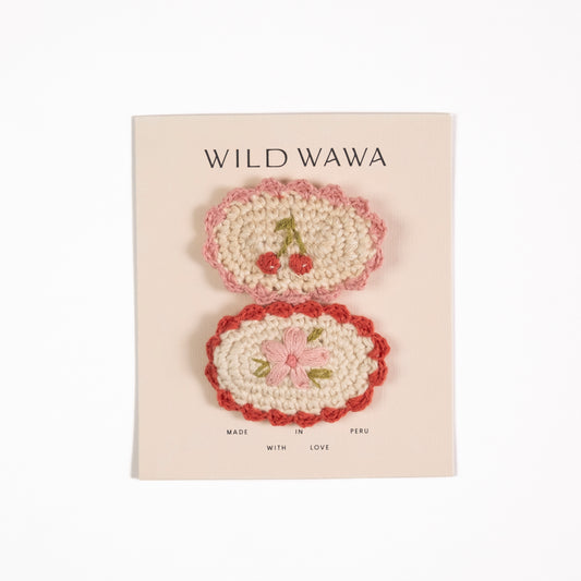 Crochet Clip Set | Cherry Bloom