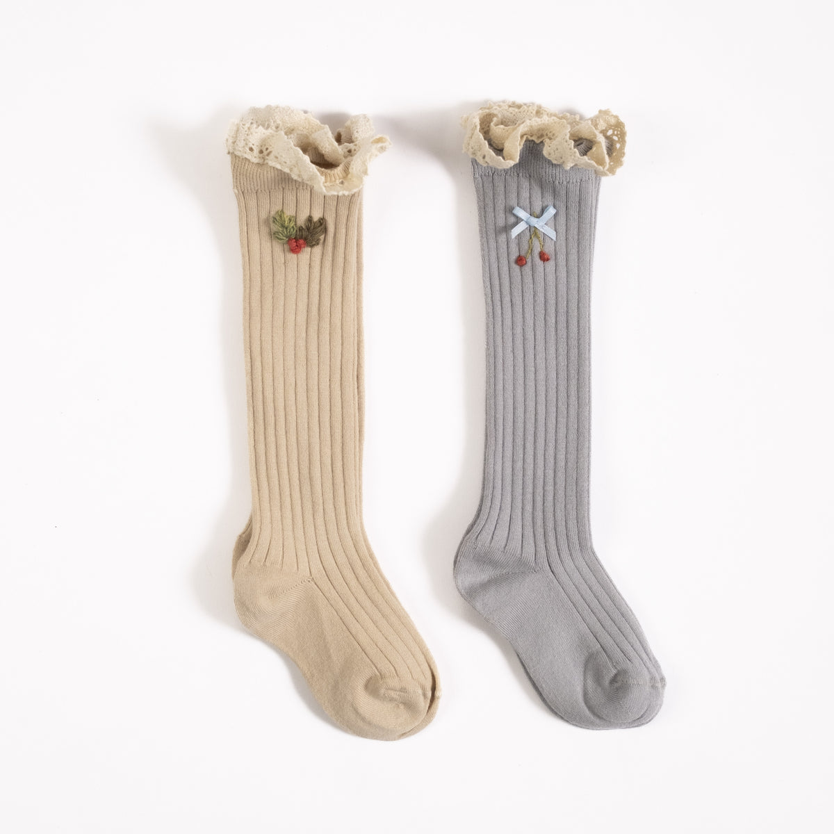 Embroidered Sock Set| Dusty Blue