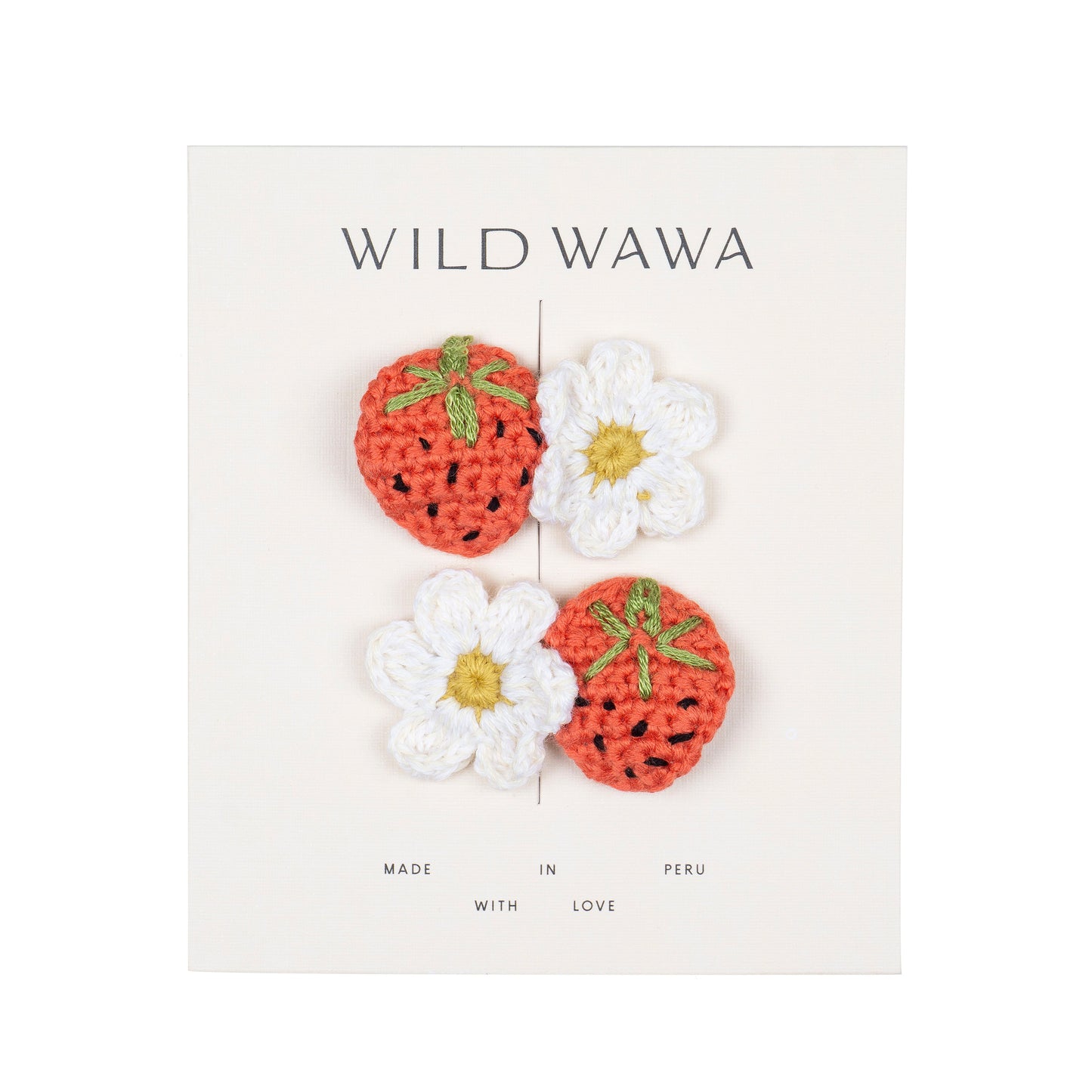 Crochet Clip Set | Strawberry Daisy