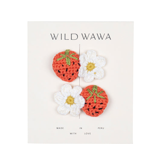 Crochet Clip Set | Strawberry Daisy